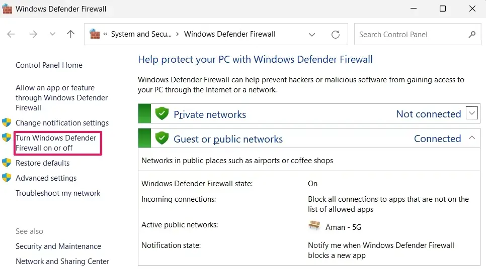 How to disable firewall