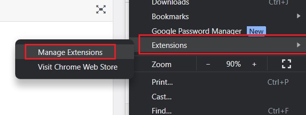 Navigate to Manage Extensions. Error Code: ui3010 