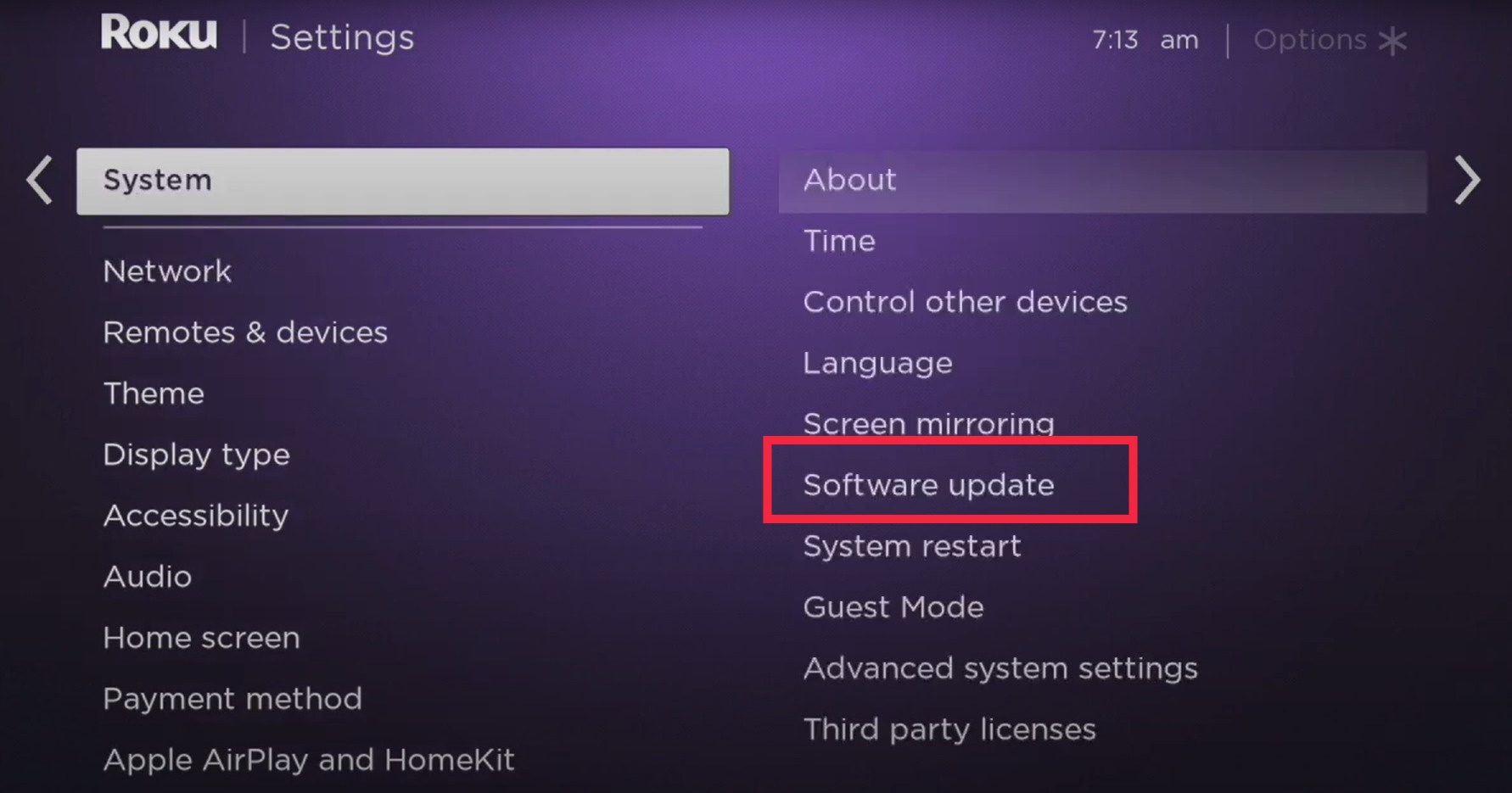 Updating the Roku Device to latest version
