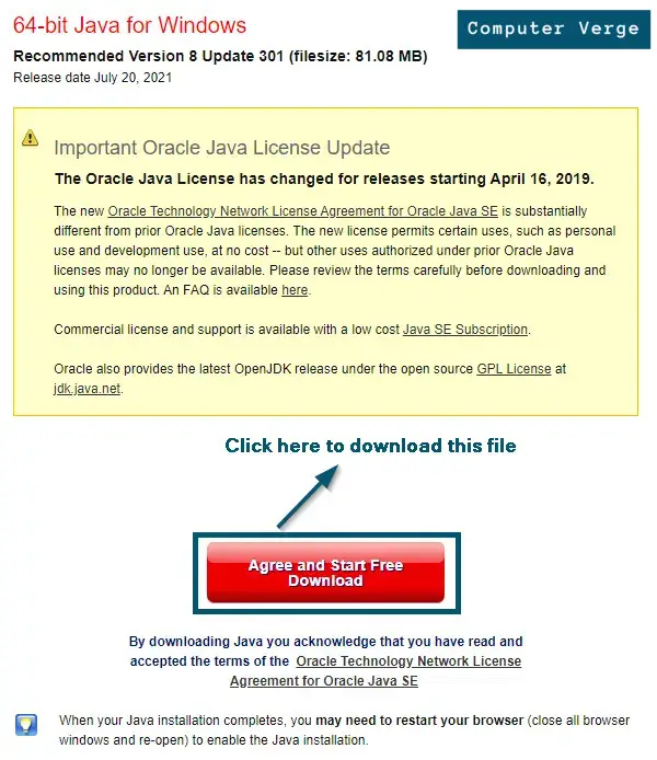 Downloading the Java