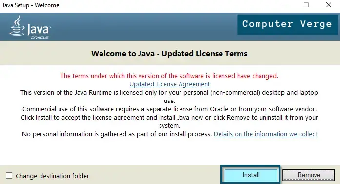 confirm the Installation of java