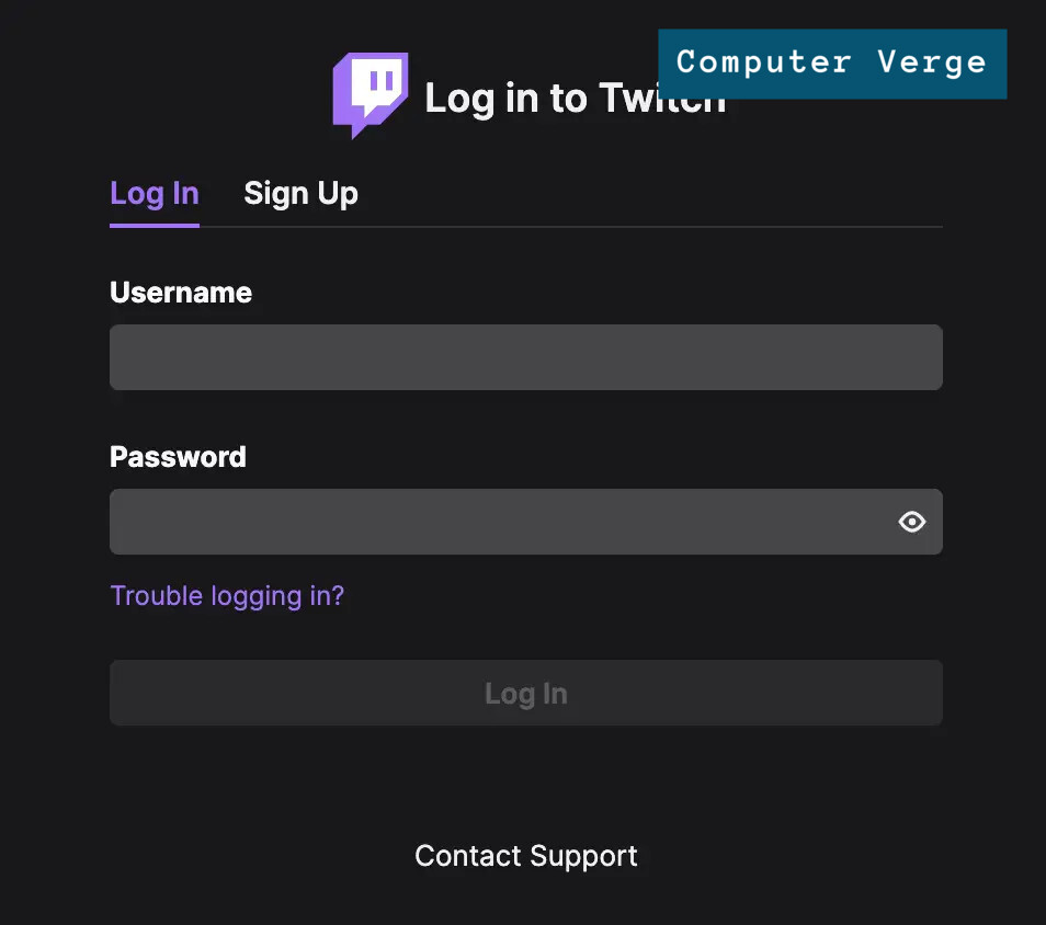 Log in to Twitch again