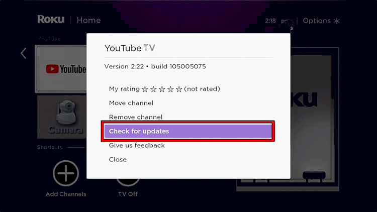 Check for YouTube TV Updates on Roku
