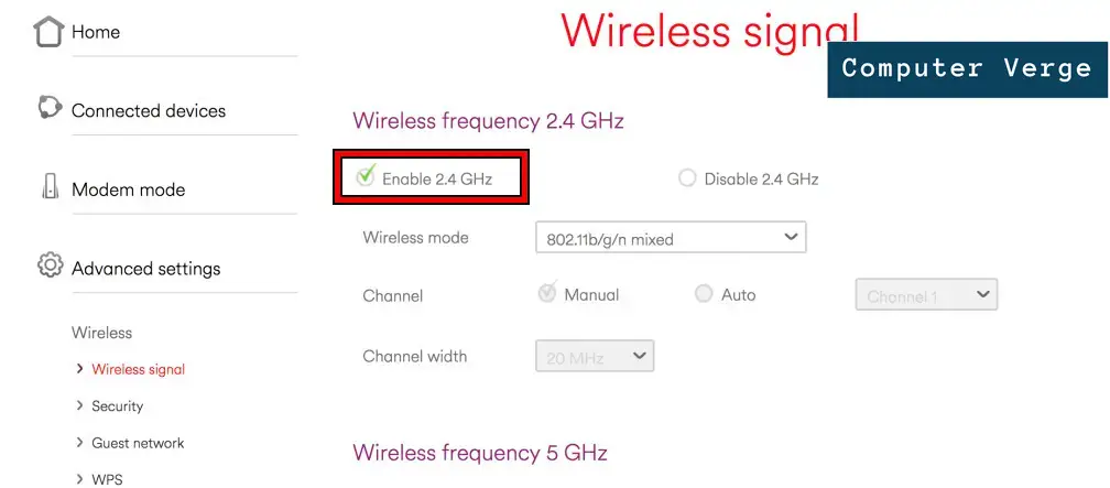 Enable the 2.4GHz Wi-Fi Band to fix the HP Error Code EBS00P0004
