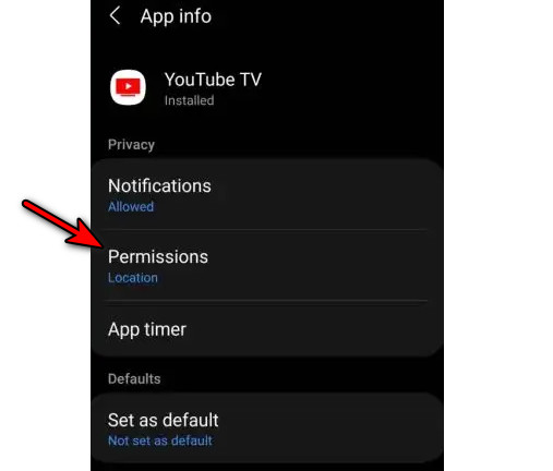 Enable the Required Permissions for the YouTube TV App