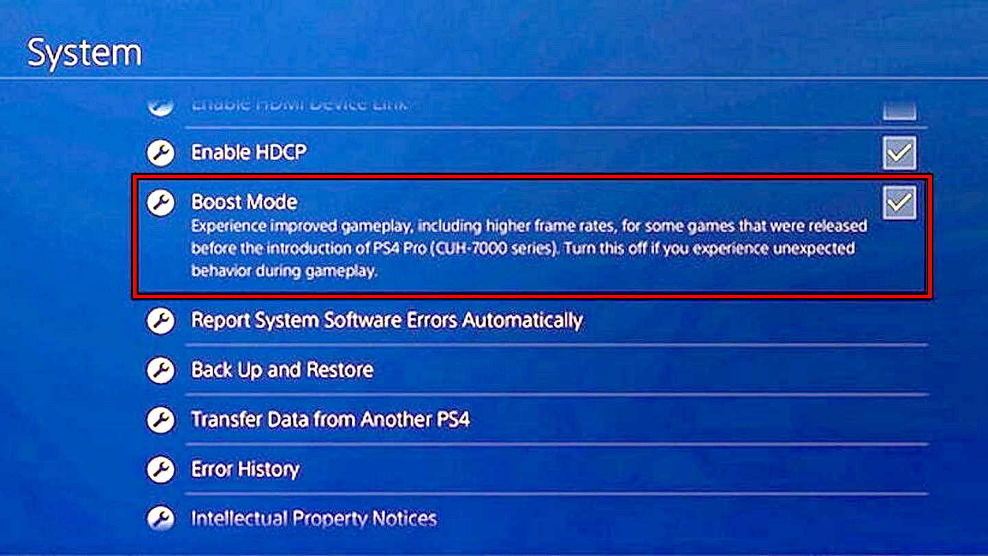 Disable the Boost Mode on the PlayStation