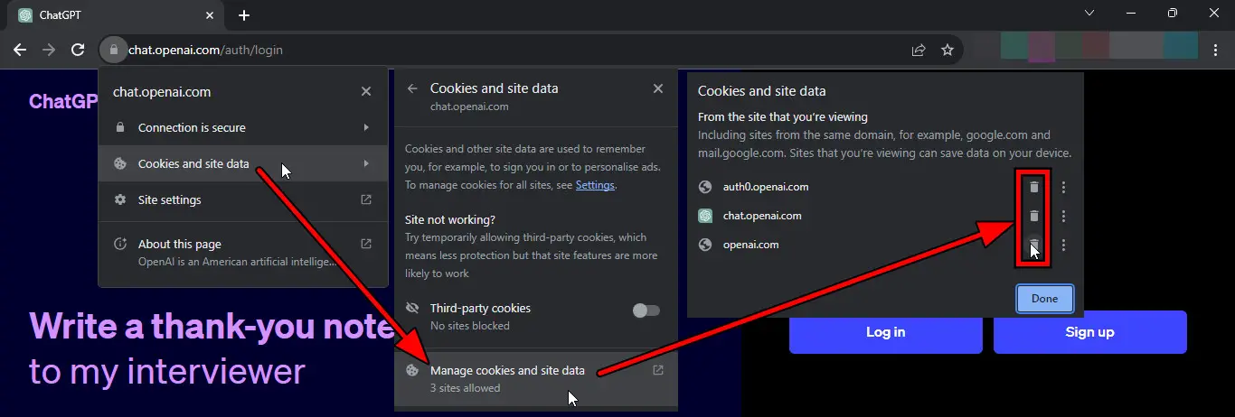 Delete OpenAI Cookies from the Browser