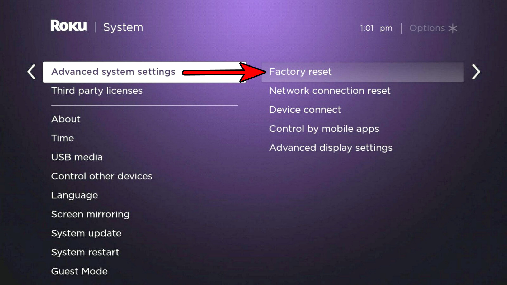 Factory Reset the Roku Device