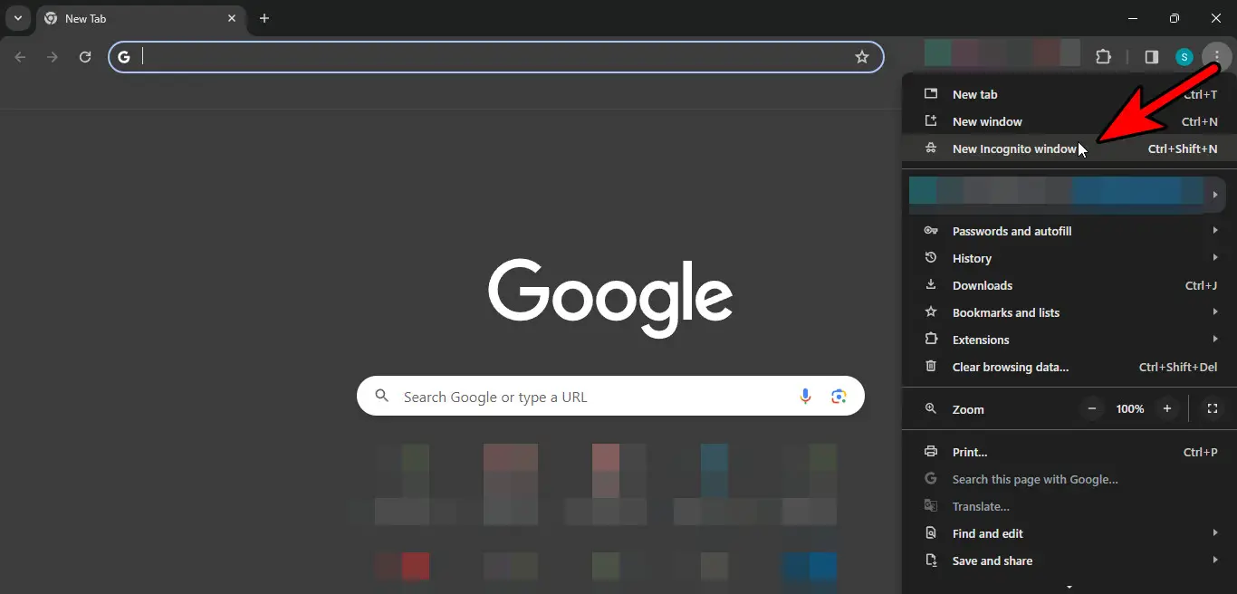 Open a New Incognito Mode Window in Chrome