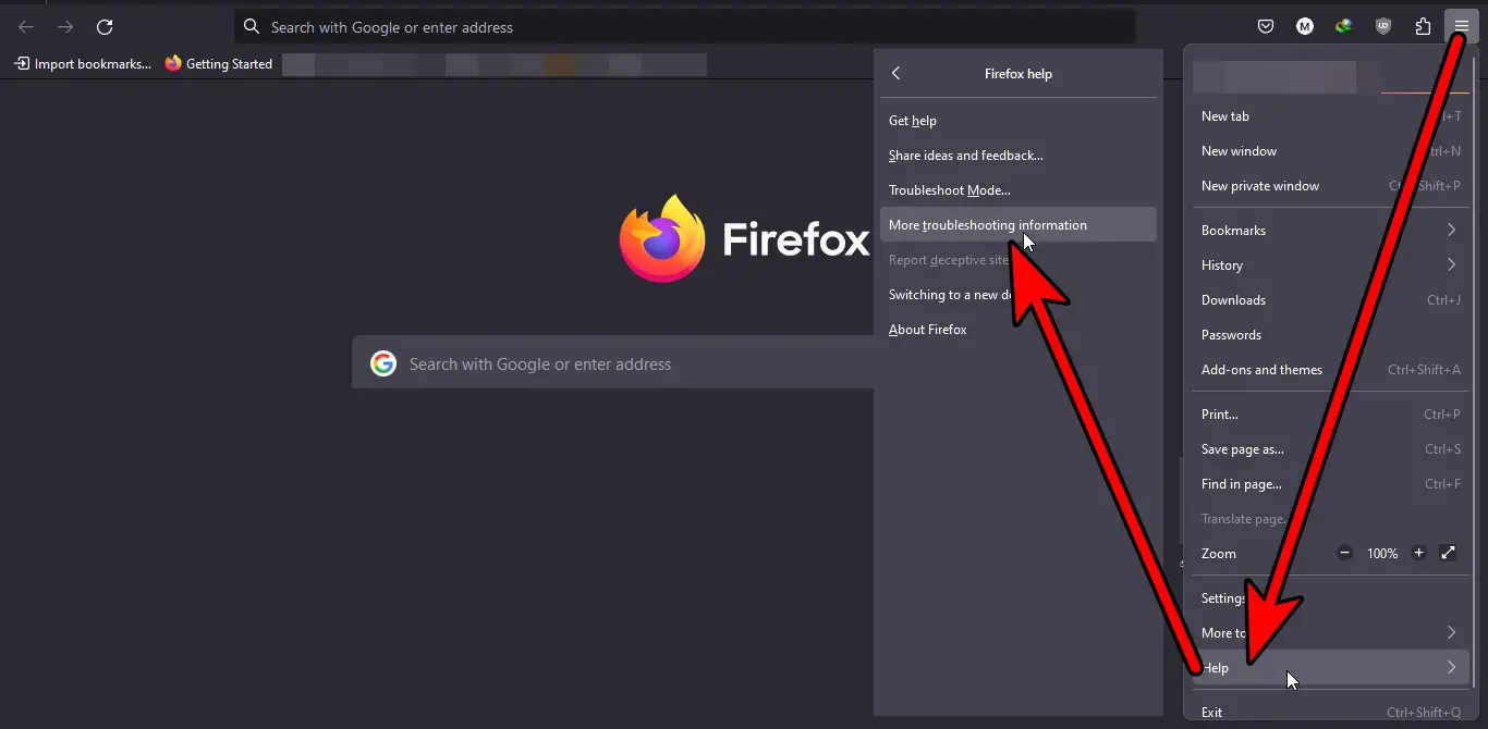 Open More Troubleshooting Information in the Firefox Help Menu